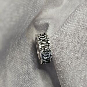 Gucci Sterling Silver Marmont GG Band Ring Sz.17/7-8